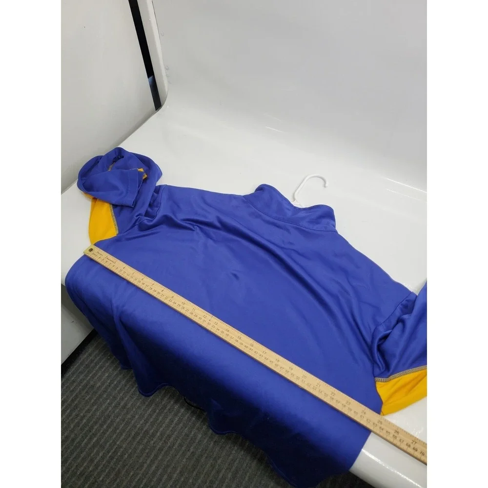 Majestic Golden State Warriors NBA Quarter Zip Pullover Blue Yellow Mens XLT